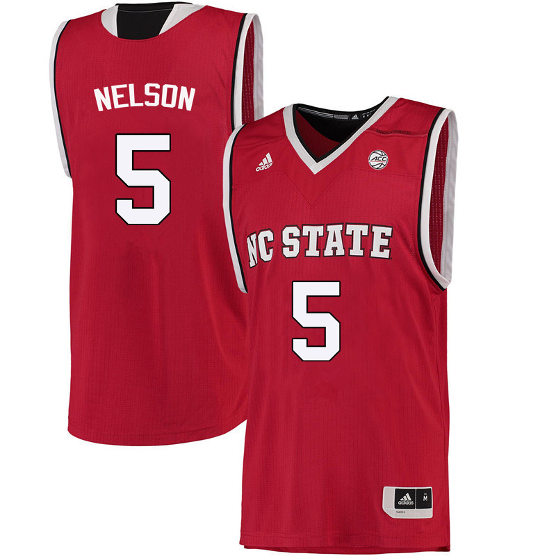 Men NC State Wolfpack #5 Chelsea Nelson College Basketball Jerseys-Red - Click Image to Close